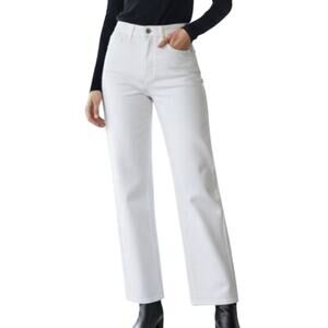 BLANKNYC The Baxter Ribcage Straight Leg Denim Jeans Chalk White Size 28